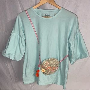 NEW Jessica Simpson Bell Sleeve Top, Size XL, Embellished, Icy Morn